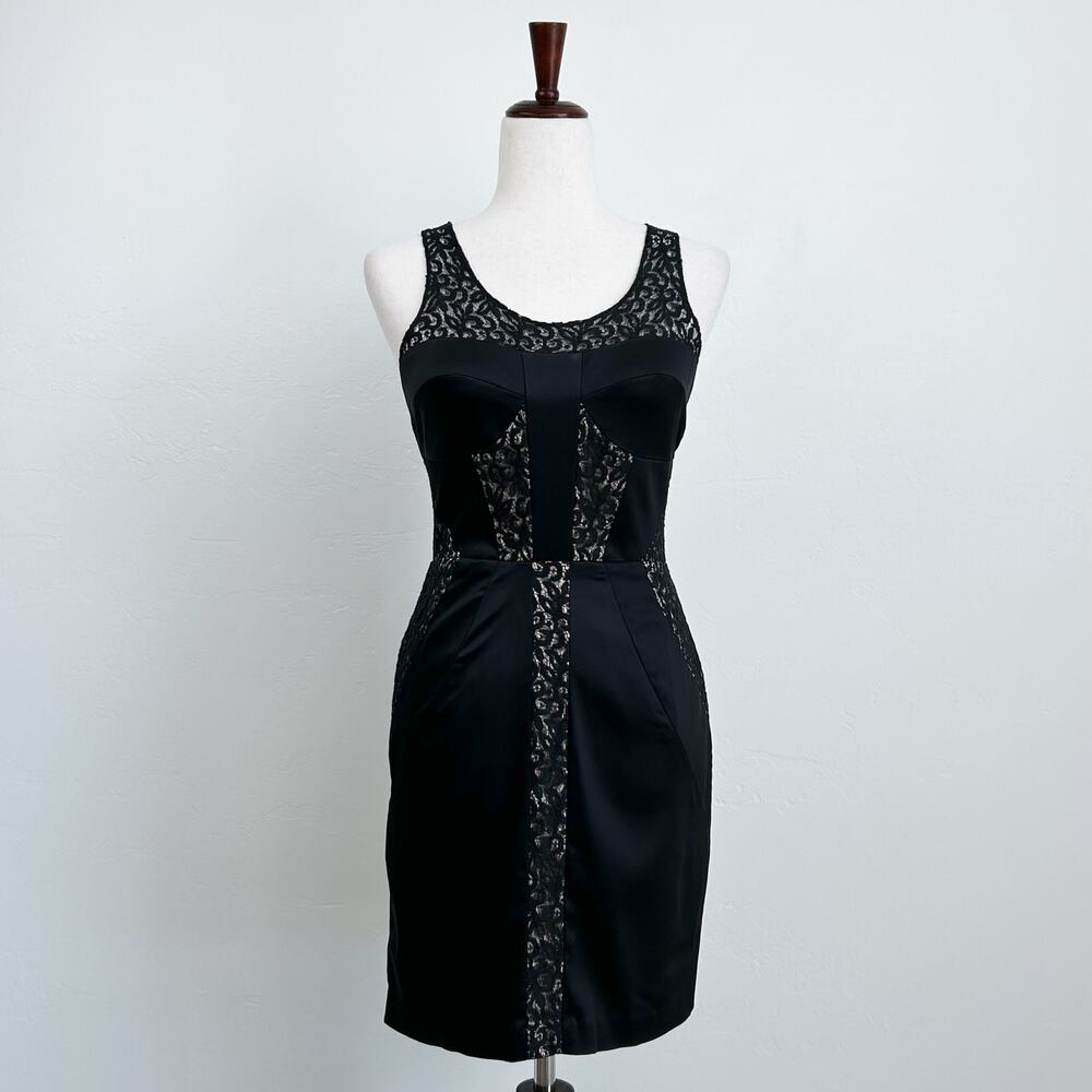 Jill Stuart Sexy Black Lace Satin Bodice Sleeveless Cocktail Mini Dress SIZE 2